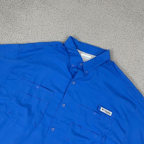 Columbia PFG Shirt Men 2XL Blue Vented Fishing Outdoors Omni-Shade Long Sleeve - Picture 2 of 10